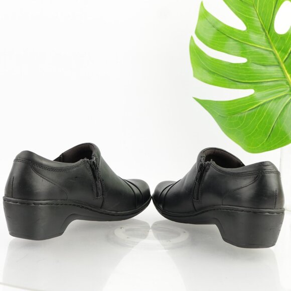 Clarks Womens Channing Ann Loafer Size 9 WIDE Black Leather Slip On Shoes Wedge - Picture 8 of 13